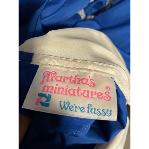 Vintage Marthas Miniatures Girls Dress Size 4T Blue Satin Ruffle Lace Pageant - Picture 4 of 8